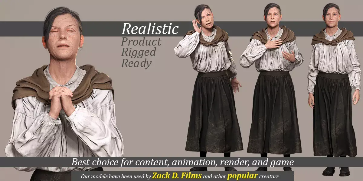 Elda Realistic Elderly Woman 3D Character Model Free 3D model