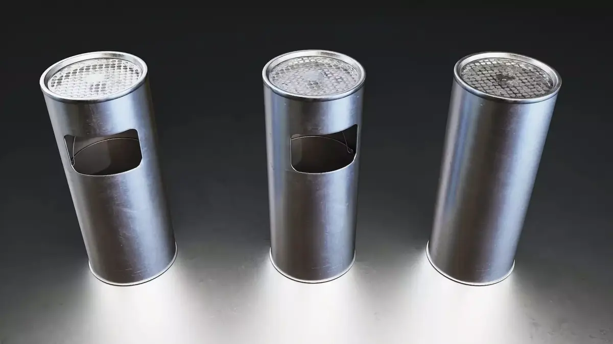 Metal Trash Can Low-poly 3D model shop