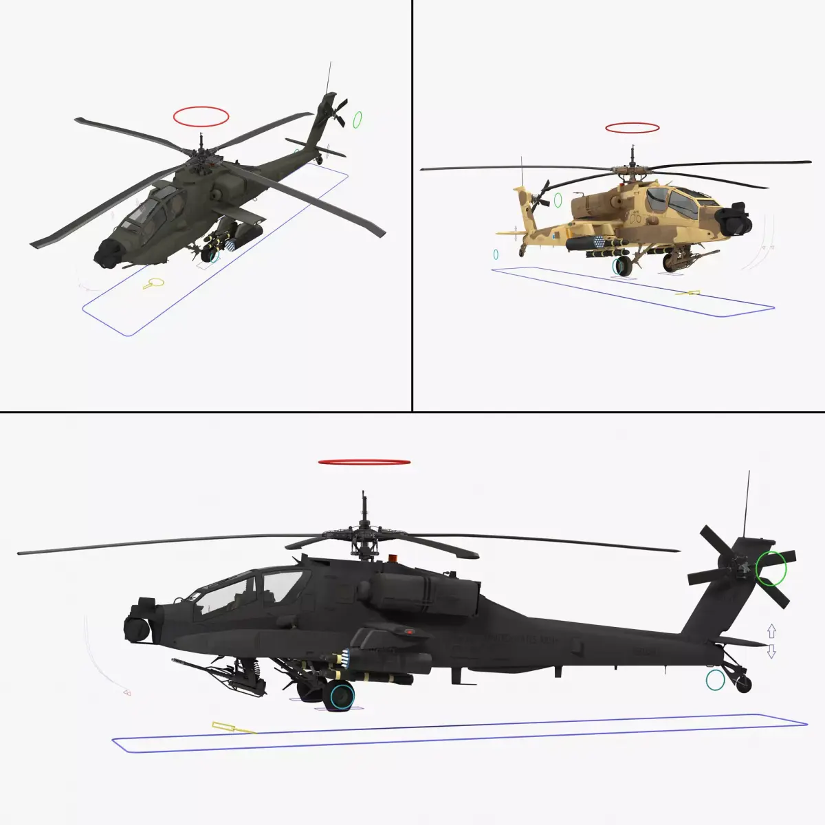 AH64A Apache Helicopter Rigged Collection 