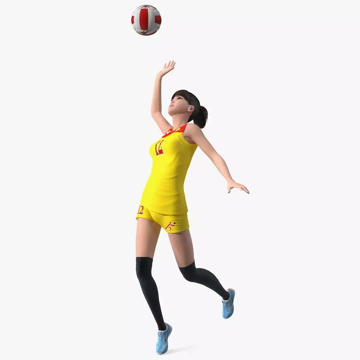 Young Chinese Woman Volleyball Player Pose 3D model