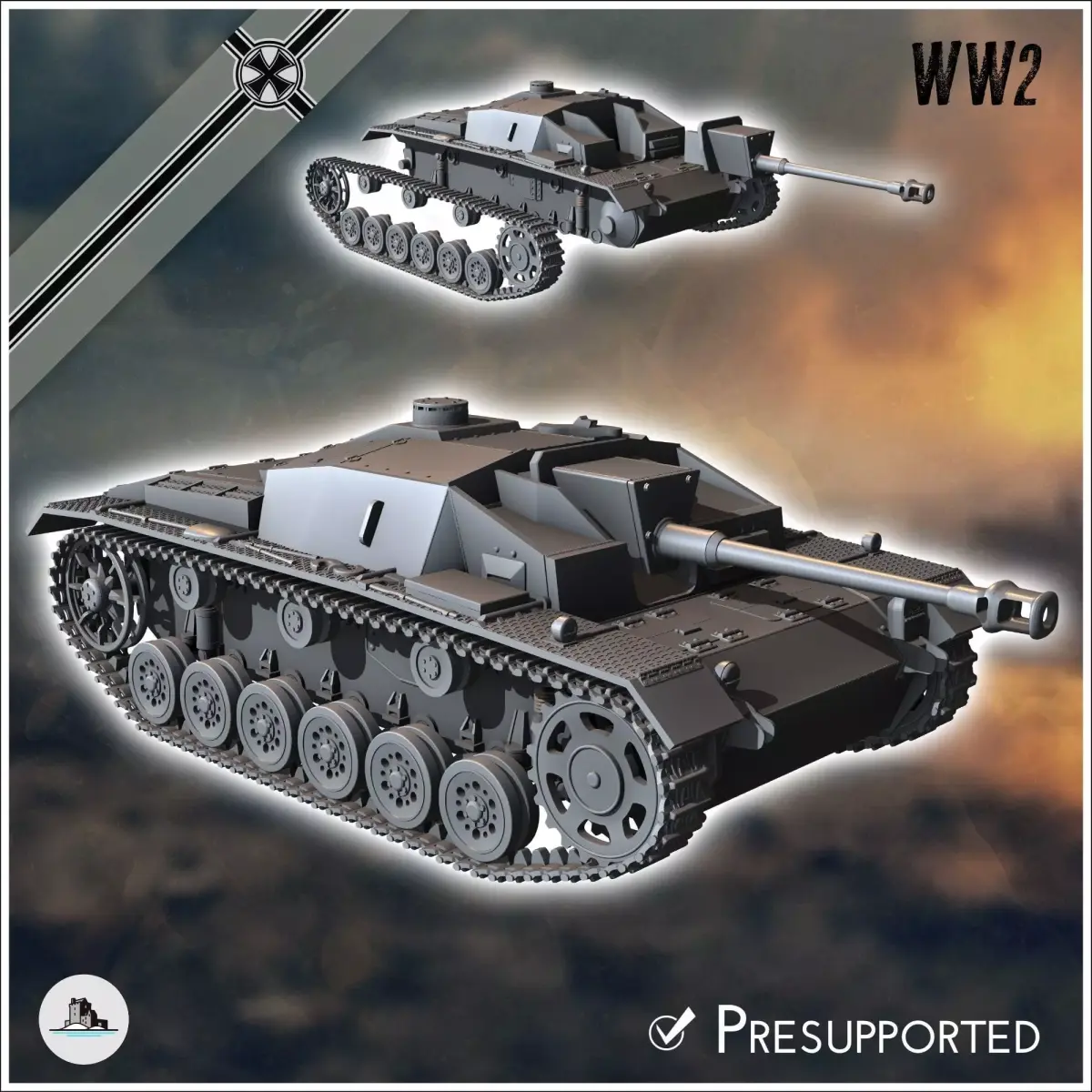 Sturmgeschutz StuG III Ausf F SdKfz 142-1 - miniatures tabletop 3D print model