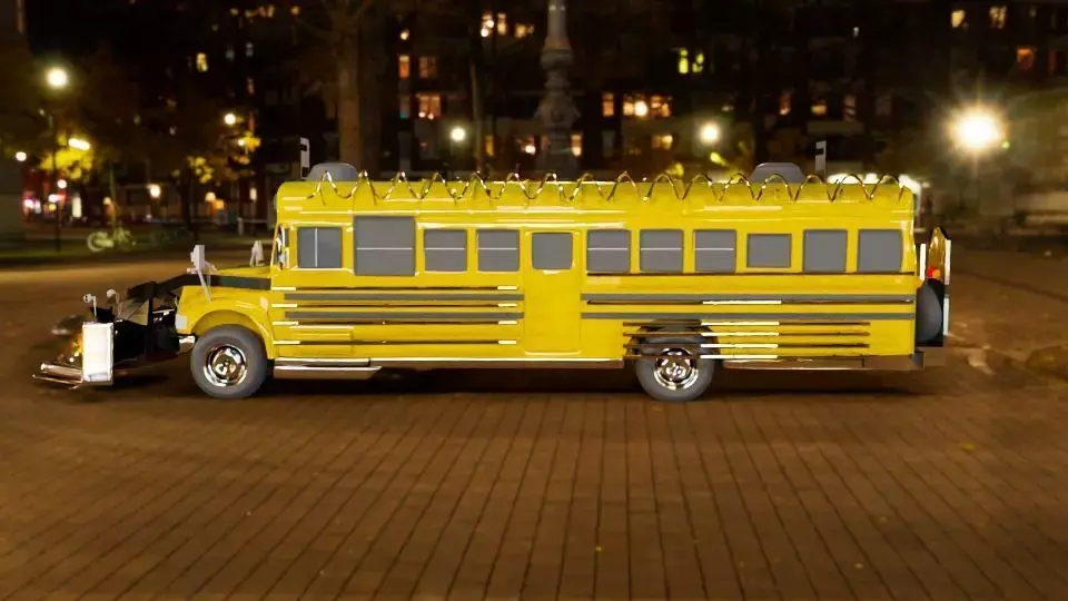  Armored School Bus with Plow - Post-Apocalyptic  Free low-poly 3D model