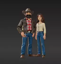 84 - Bearded Trucker in Cowboy Hat - 1 24   1 25 Scale 3D print model