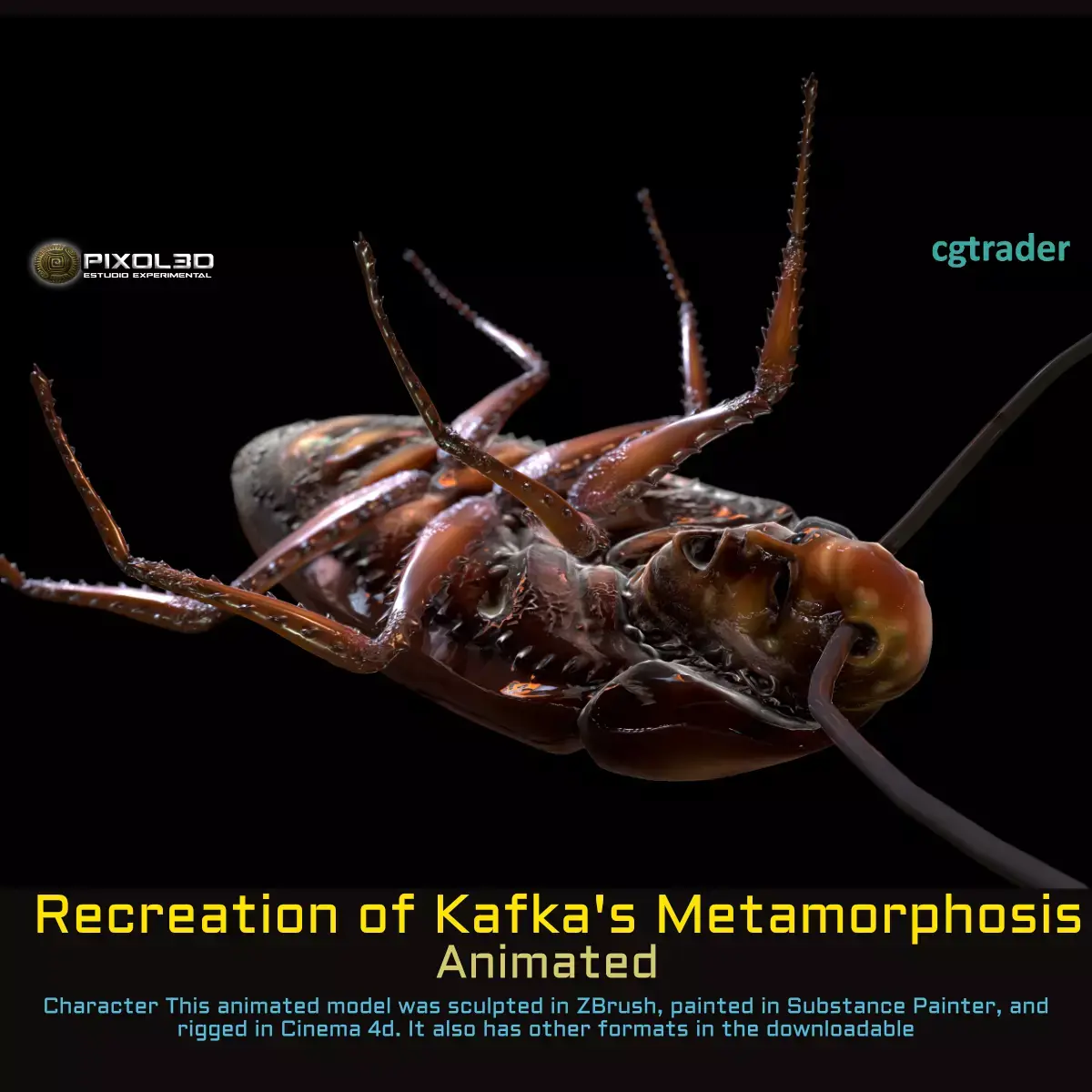 Recreation of Kafkas Metamorphosis Low-poly 3D model