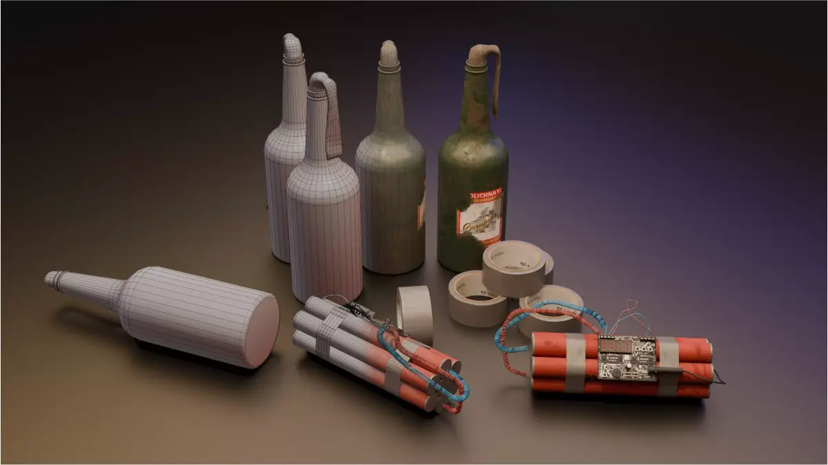 Molotov Cocktail - Dynamite Explosives Pack 3D model