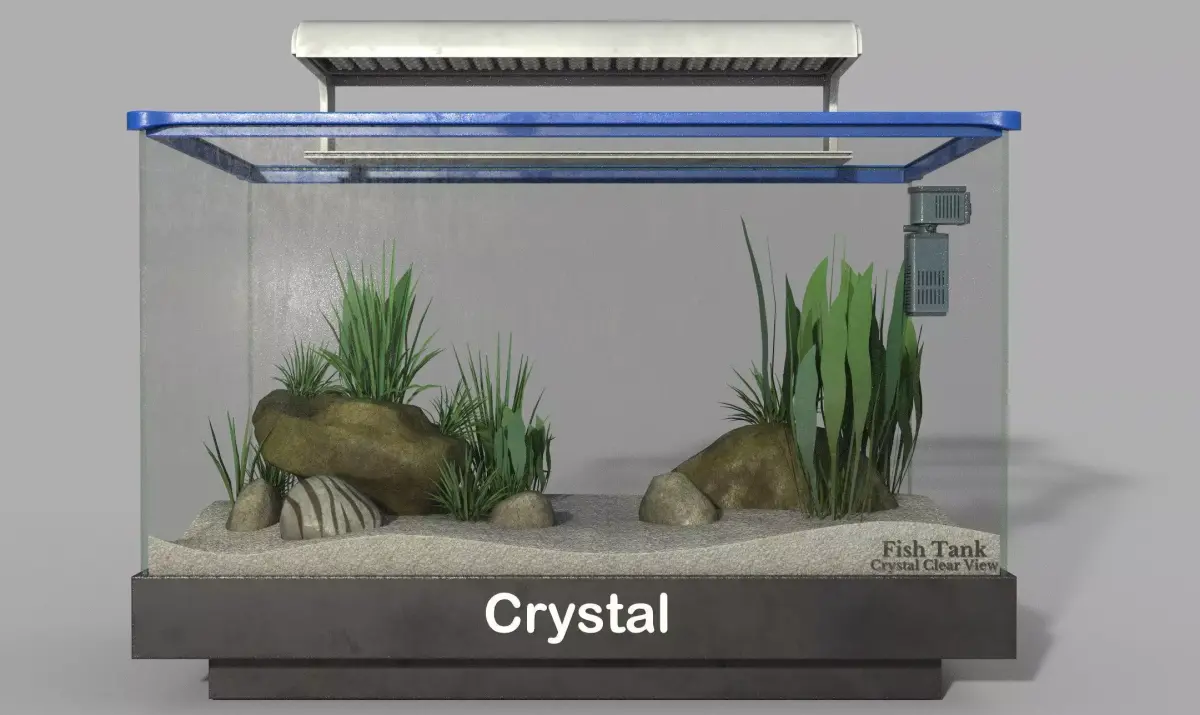 Aquarium Fish Tank with LED and Filter Low-poly 3D model