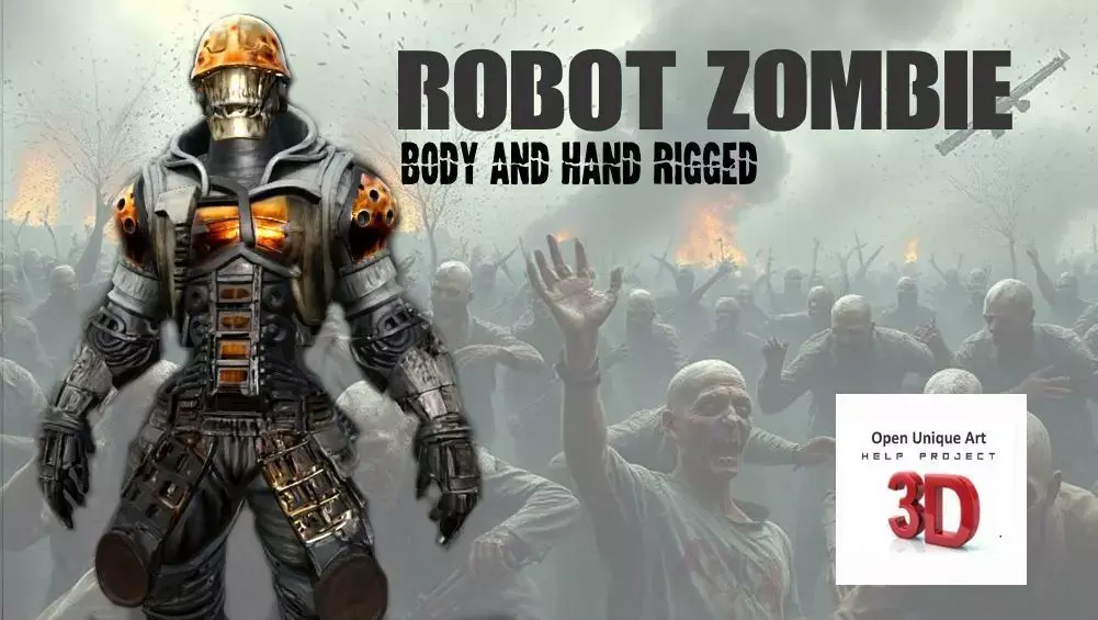 Robot Zombie RX 8 Rustbite also Body and Hand Rigged 3D model