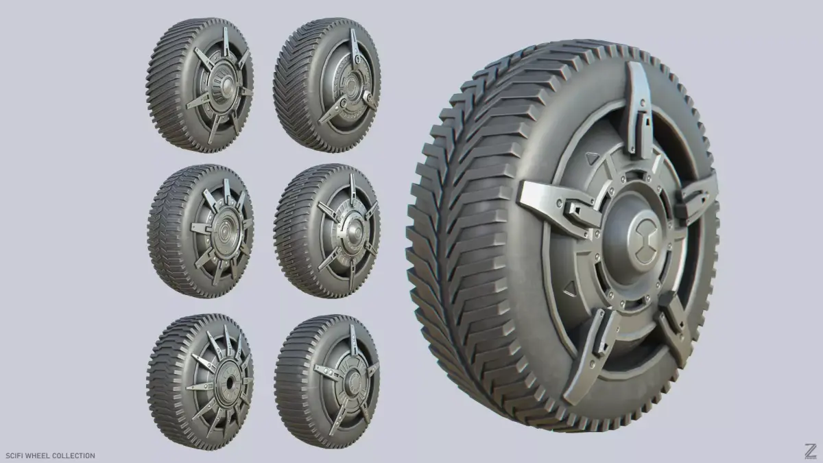 Scifi wheel collection 3D Model Pack