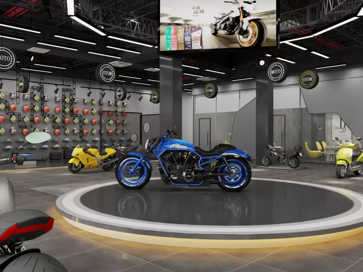 Motorcycle Showroom Display Platform Scene Low-poly 3D model