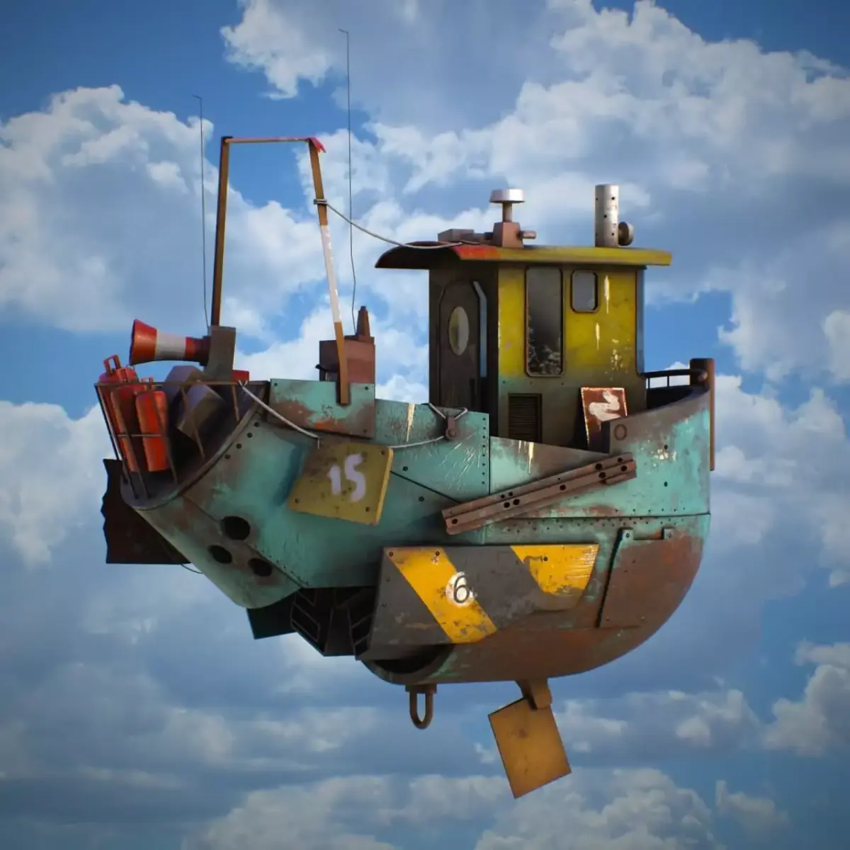 Fly boat Low-poly 3D model