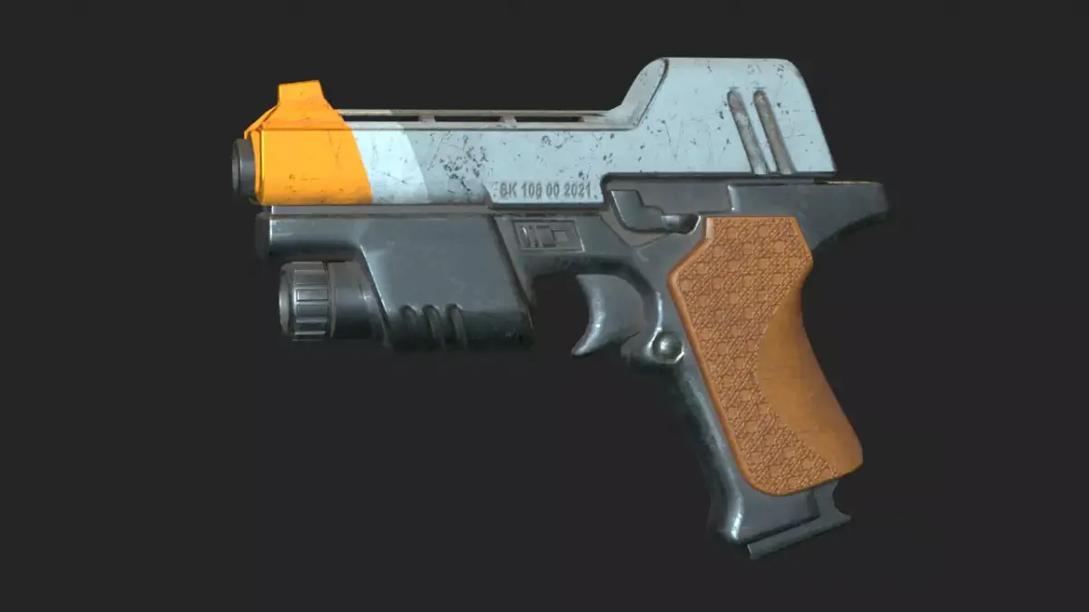 Sci-fi Gun Low-poly 3D model 2