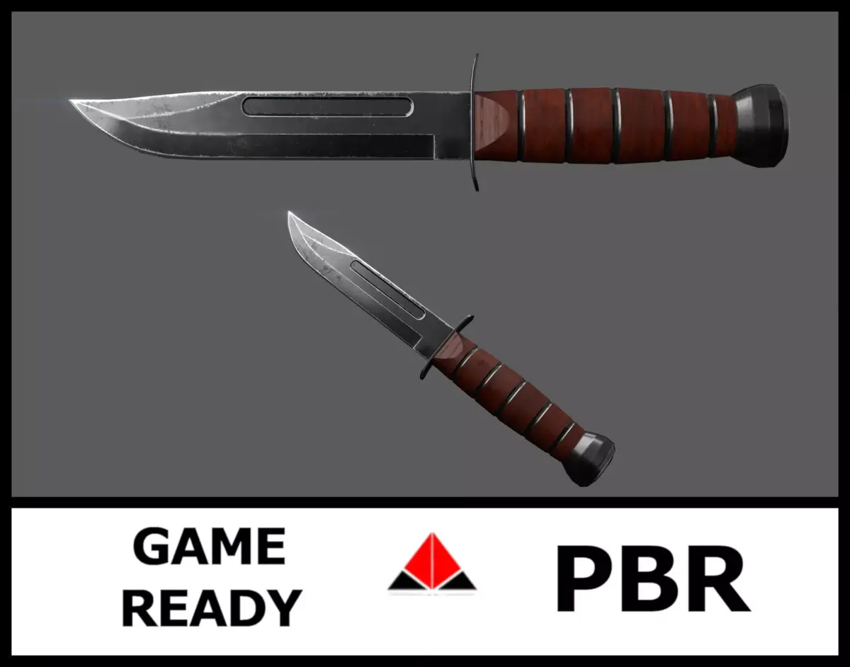 Knife Ka-Bar Low-poly 3D model