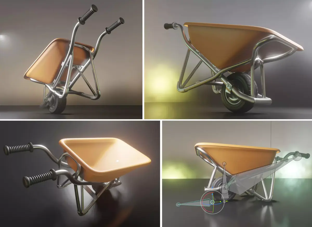 Wheelbarrow 1 Rigged Version High-Poly 3D model