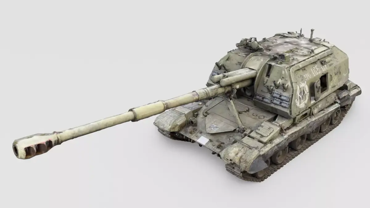 Destroyed 2S19 Msta 152 mm self-propelled howitzer M1990 3D model