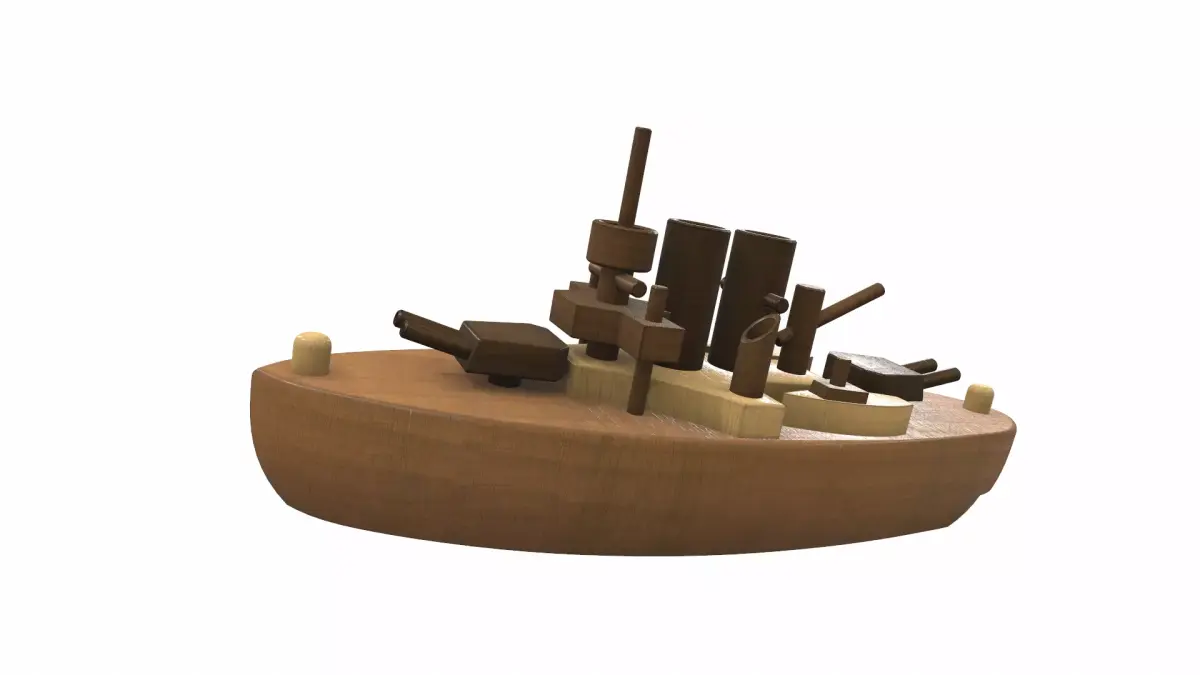 Wooden ship toy 1 Free 3D model