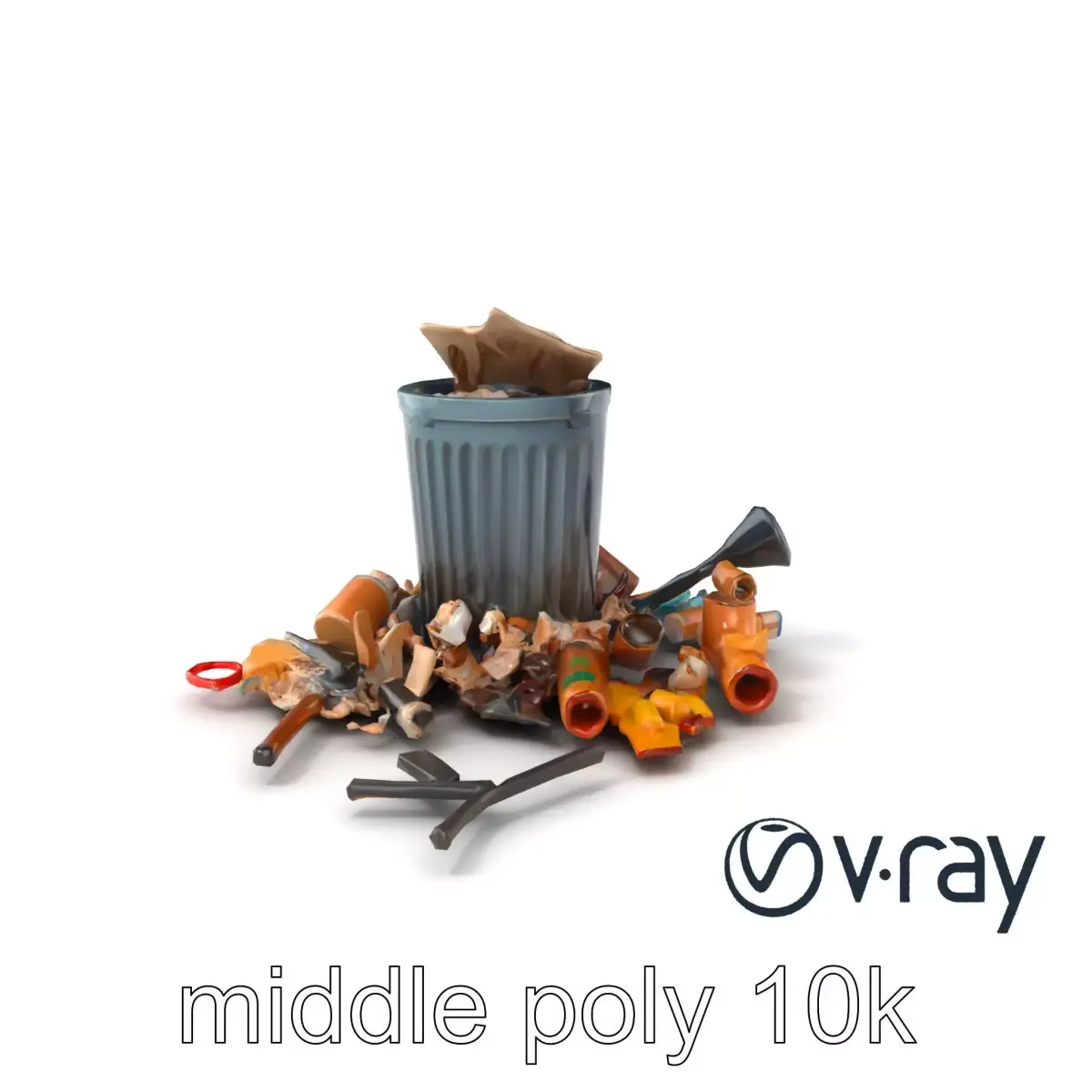 Overflowing Eco-Bin and Recyclable Waste model pack Low-poly 3D model