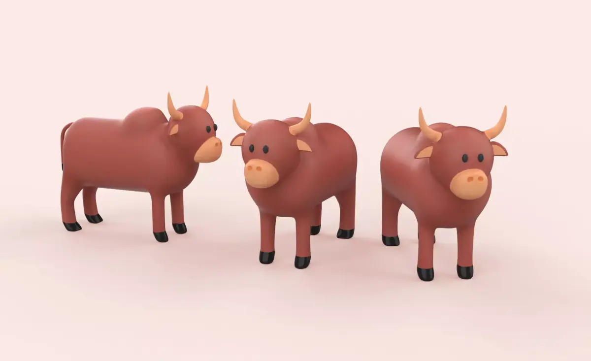  Cartoon Buffalo Animal Style Cute Low-poly 3D model