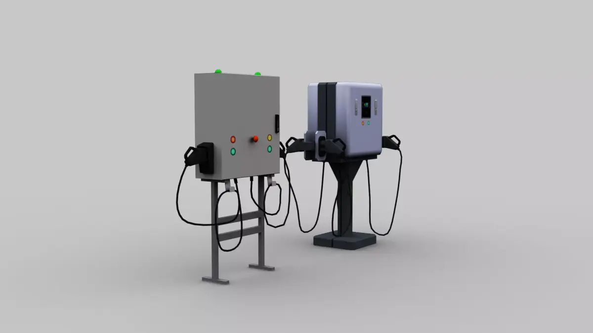 Electric Vehicle Chargers pack 2 Low-poly 3D model