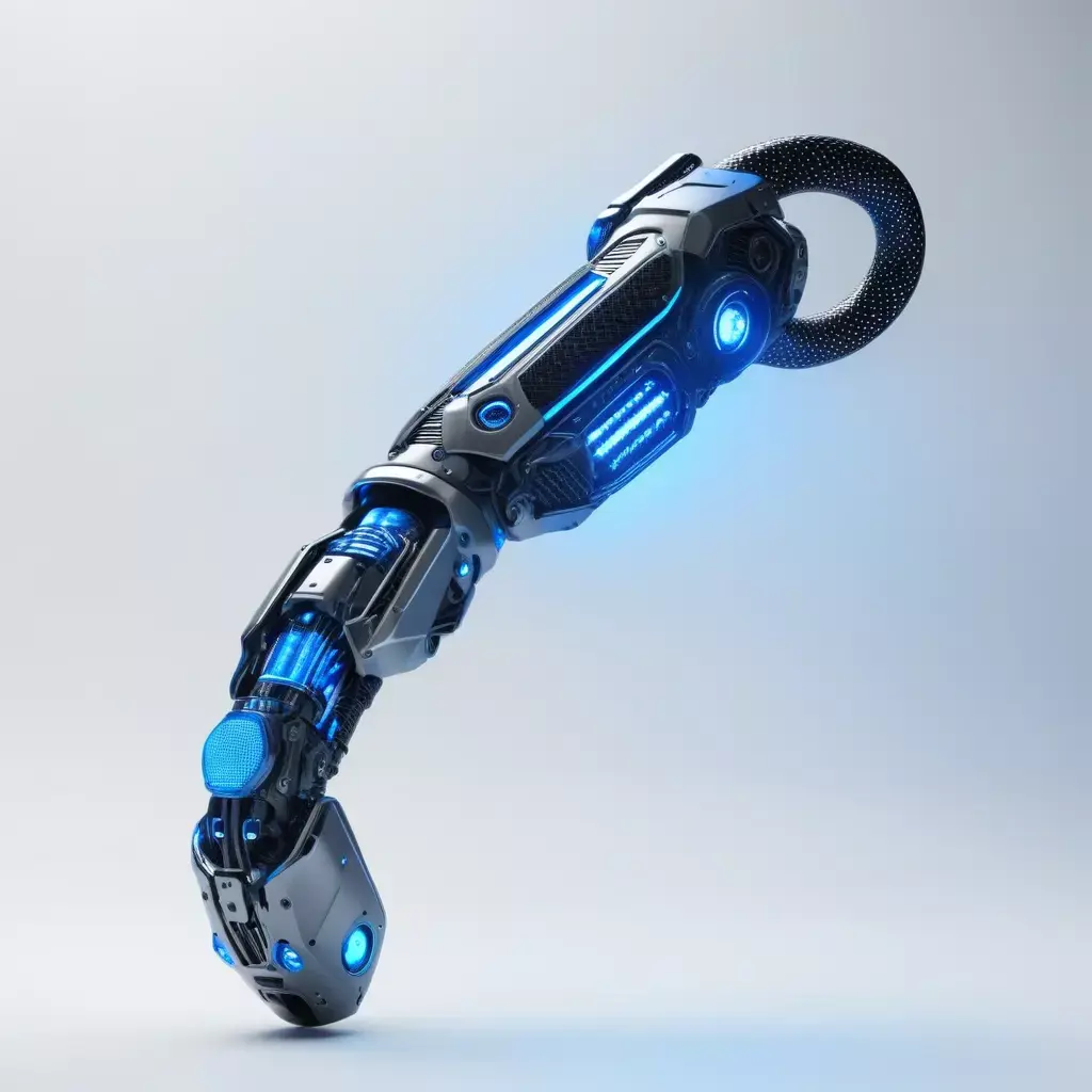 Futuristic Cybernetic Arm Blue Nodes 3D model