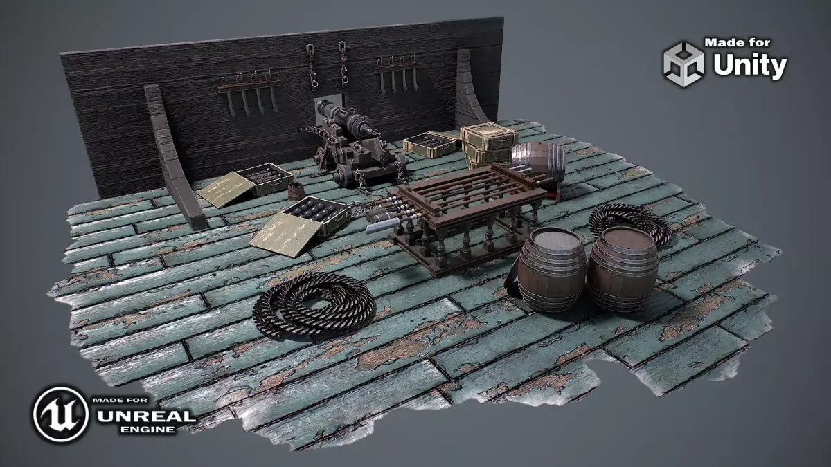 Vessel cannon 3D model Low-poly 3D model