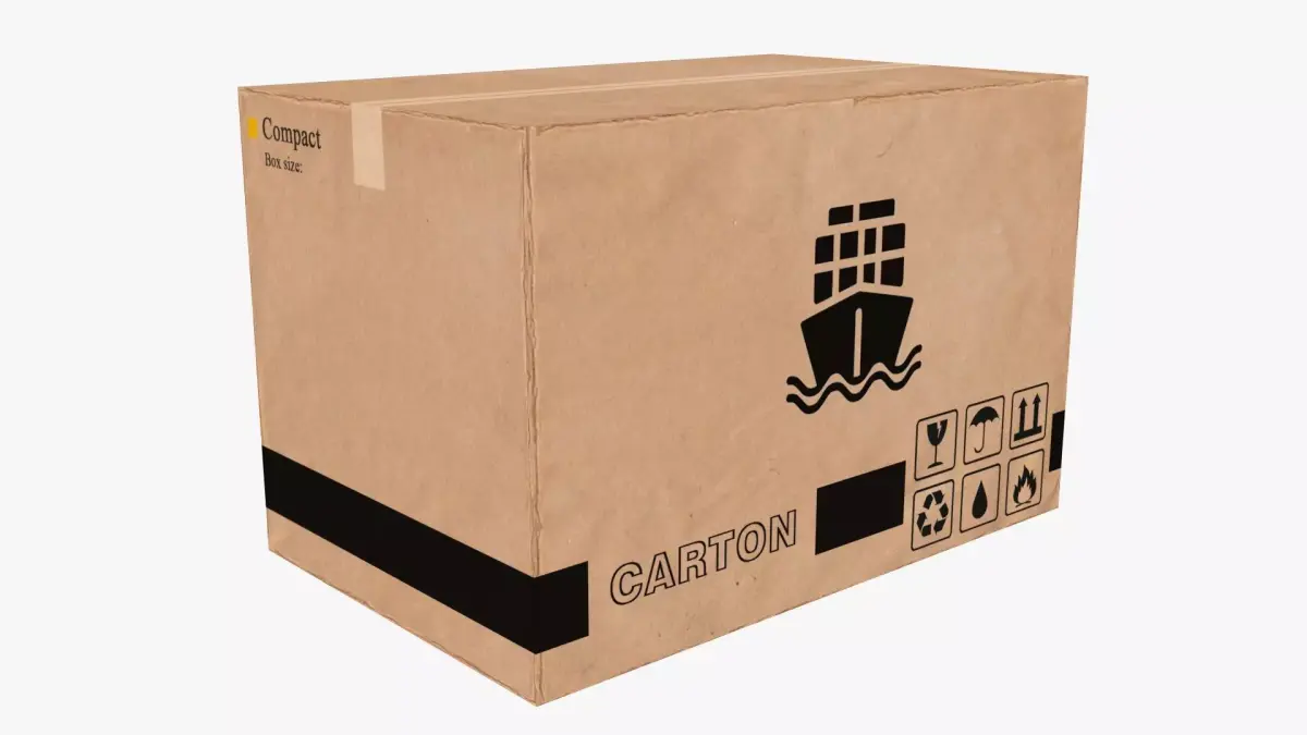 Cardboard Box Low-poly 3D model 6