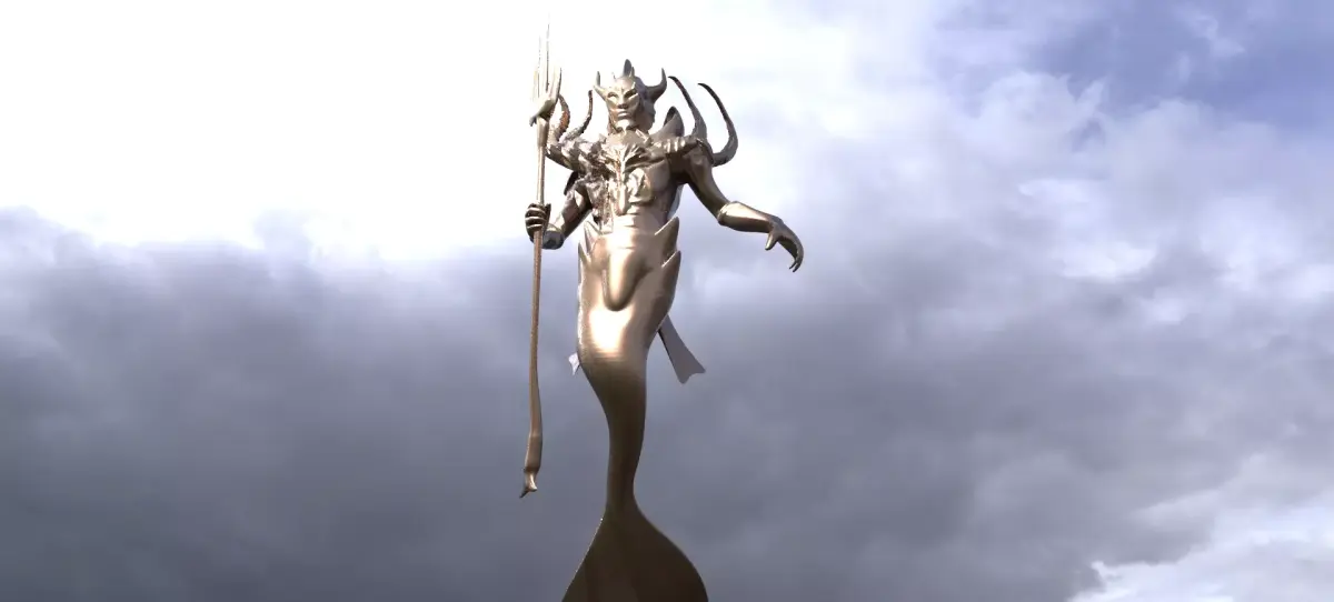Low poly Merman statue 3 3D model