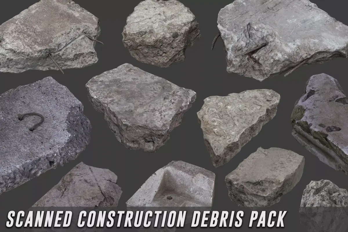 Scanned Construction Debris Pack Low-poly 3D model