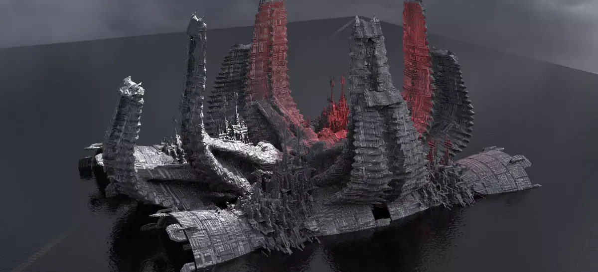 Sci-Fi Alien Spine City base 5  3D model
