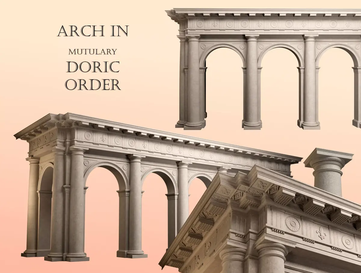 Arch Doric Mutulary column  on Vignola 3D model