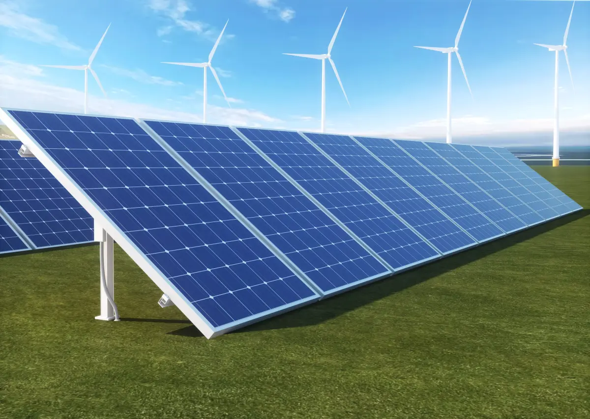 Solar photovoltaic-wind power station 3D model