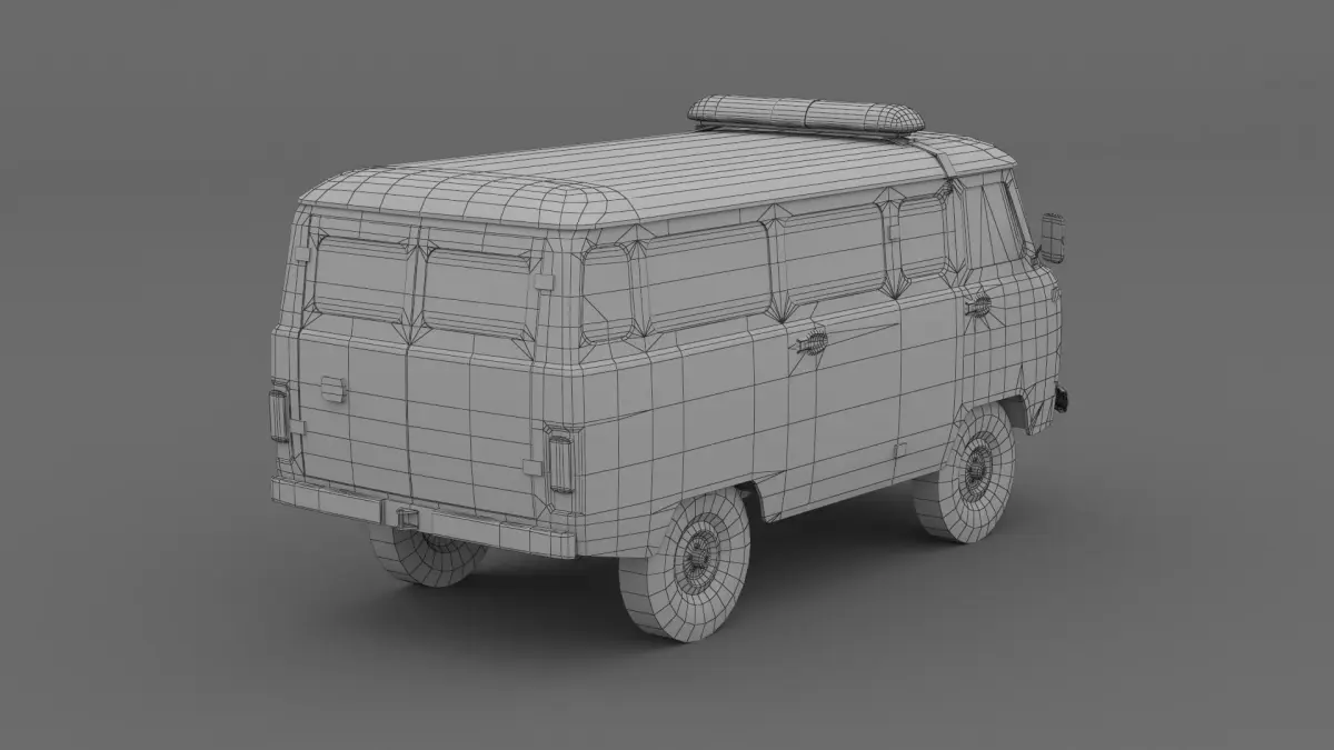 UAZ 2206 Buhanka Police Low-poly 3D model