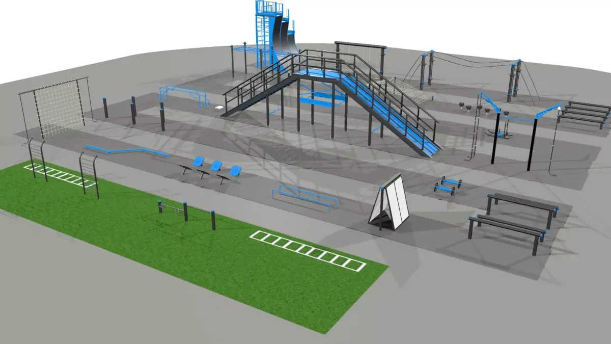Outdoor Workout Fitness Gym Playground - 25 Plus Equipment  3D model