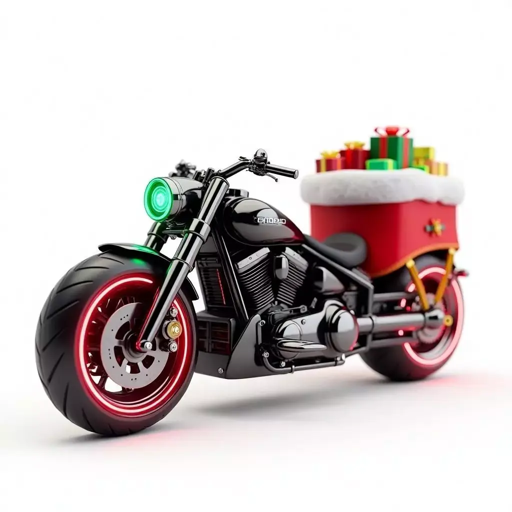 Cyberpunk Santa Bike 3D Model Futuristic Sleigh Low-poly 3D model