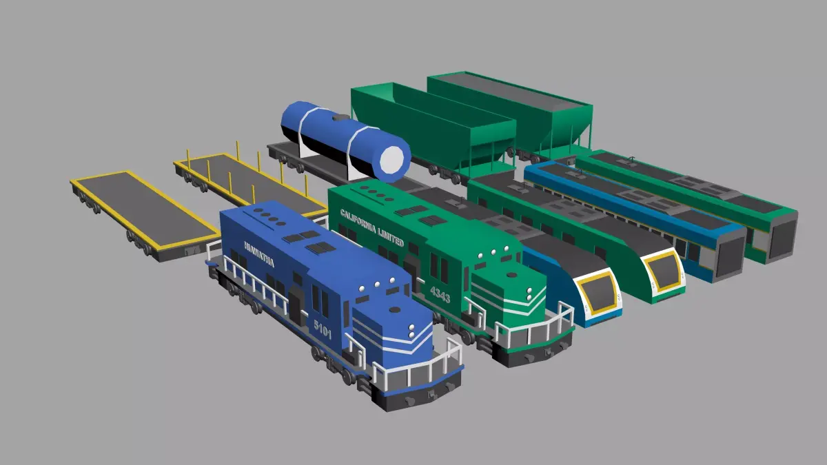 Low Poly Train pack Low-poly 3D model