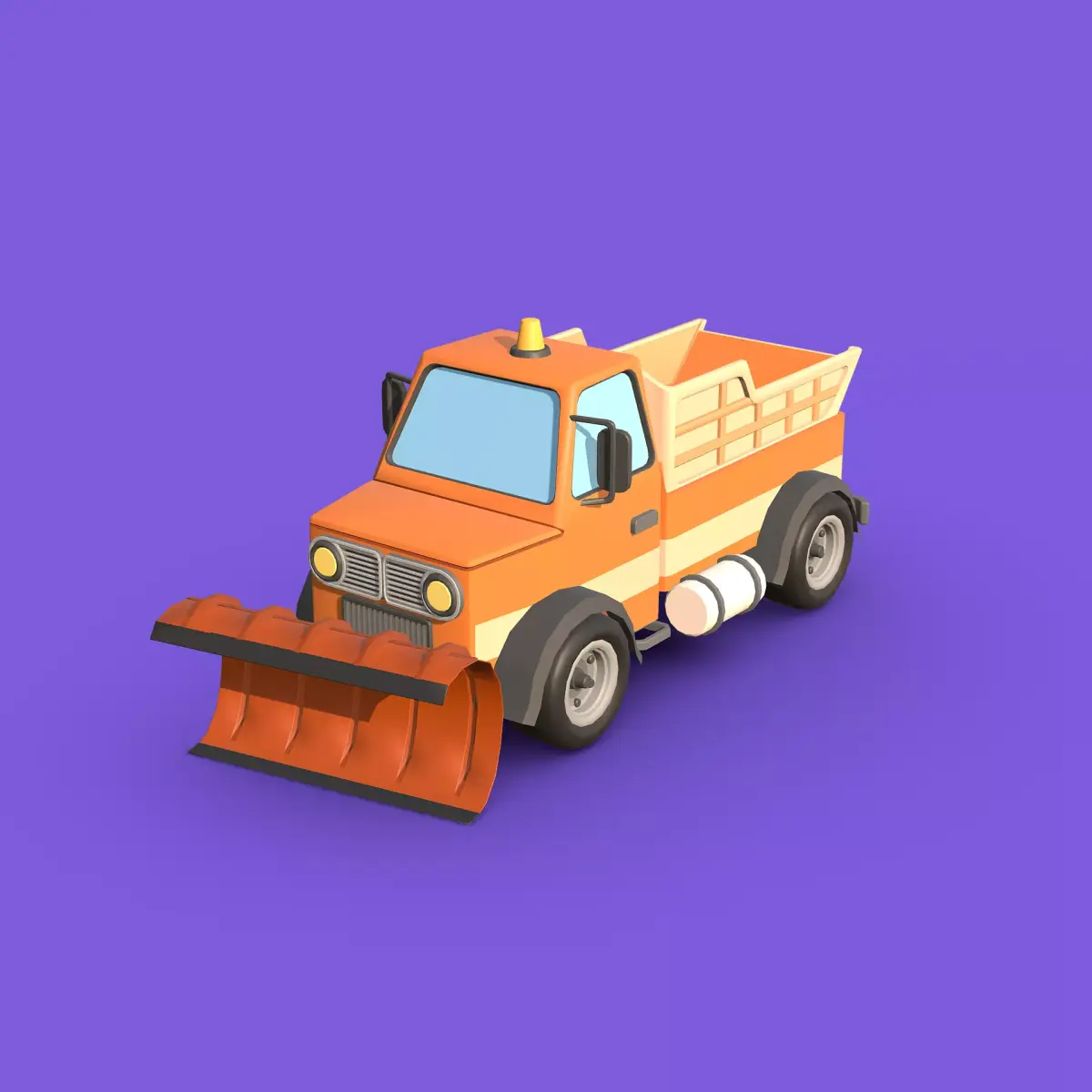 Stylized Toon Snow Plower Truck Low-poly 3D model