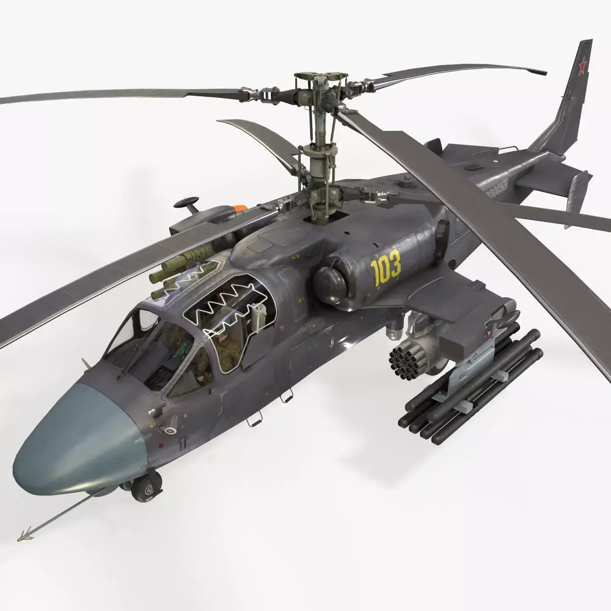 Kamov Ka-52K Katran Basic Animation Low-poly 3D model