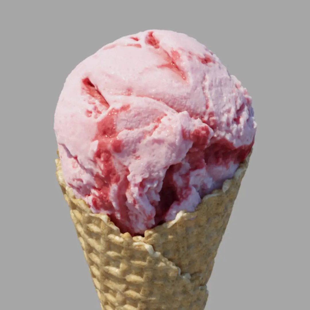 Ice Cream Waffle Cone Strawberry 3D model