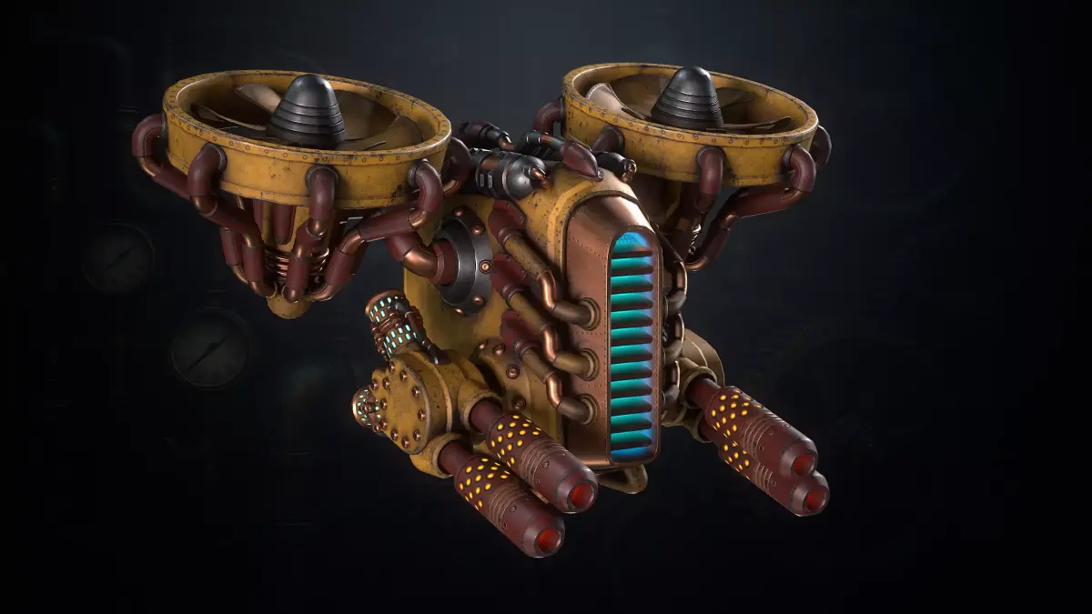 SteamPunk Battle Drone Low-poly 3D model