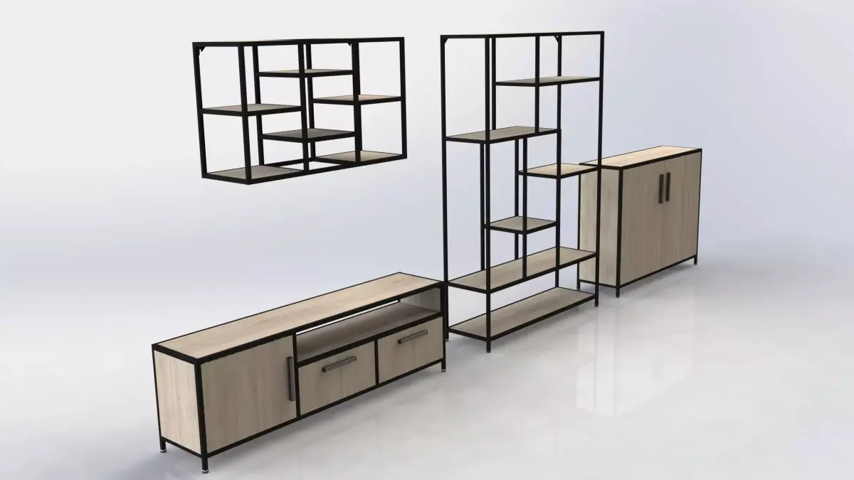 Industrial Modular Furniture Set 3D model