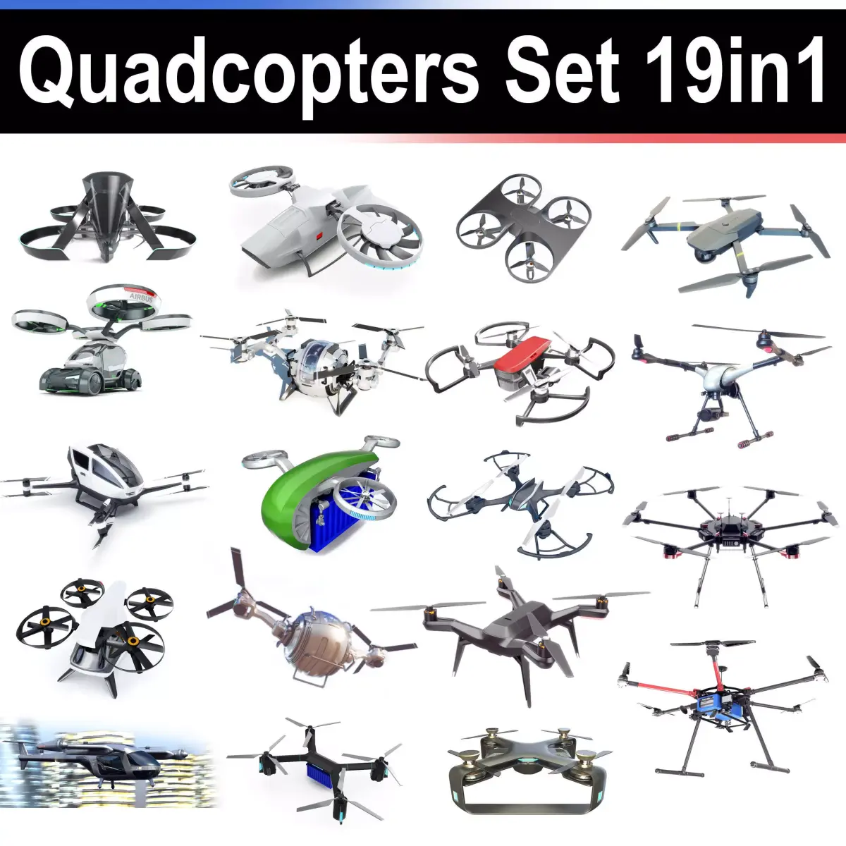 Quadcopters Set 19in1 3D model