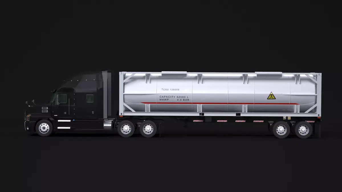 Semitruck and ISO Tank Trailer 3D model