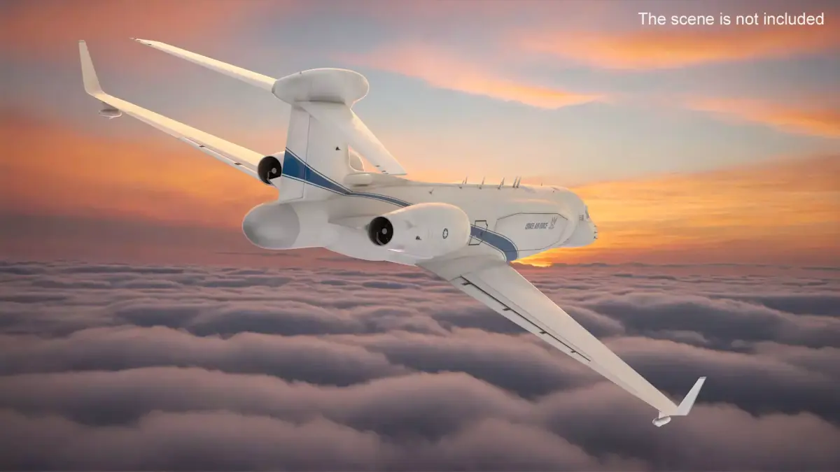 CAEW Airborne Early Warning Aircraft Rigged 3D model