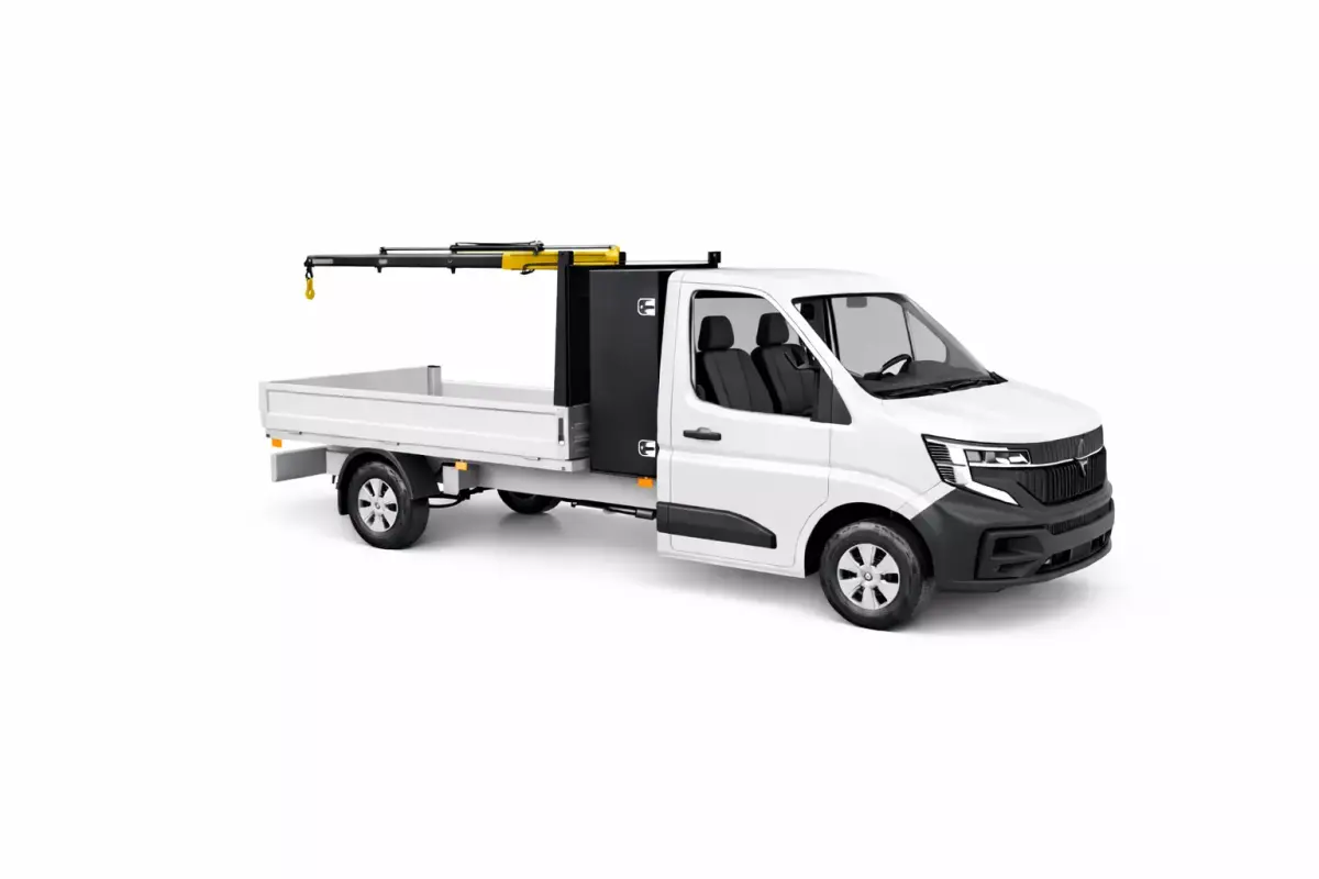 Flatbed Crane Truck Mobile Lifting Cargo Transport Vehicle 02 3D model