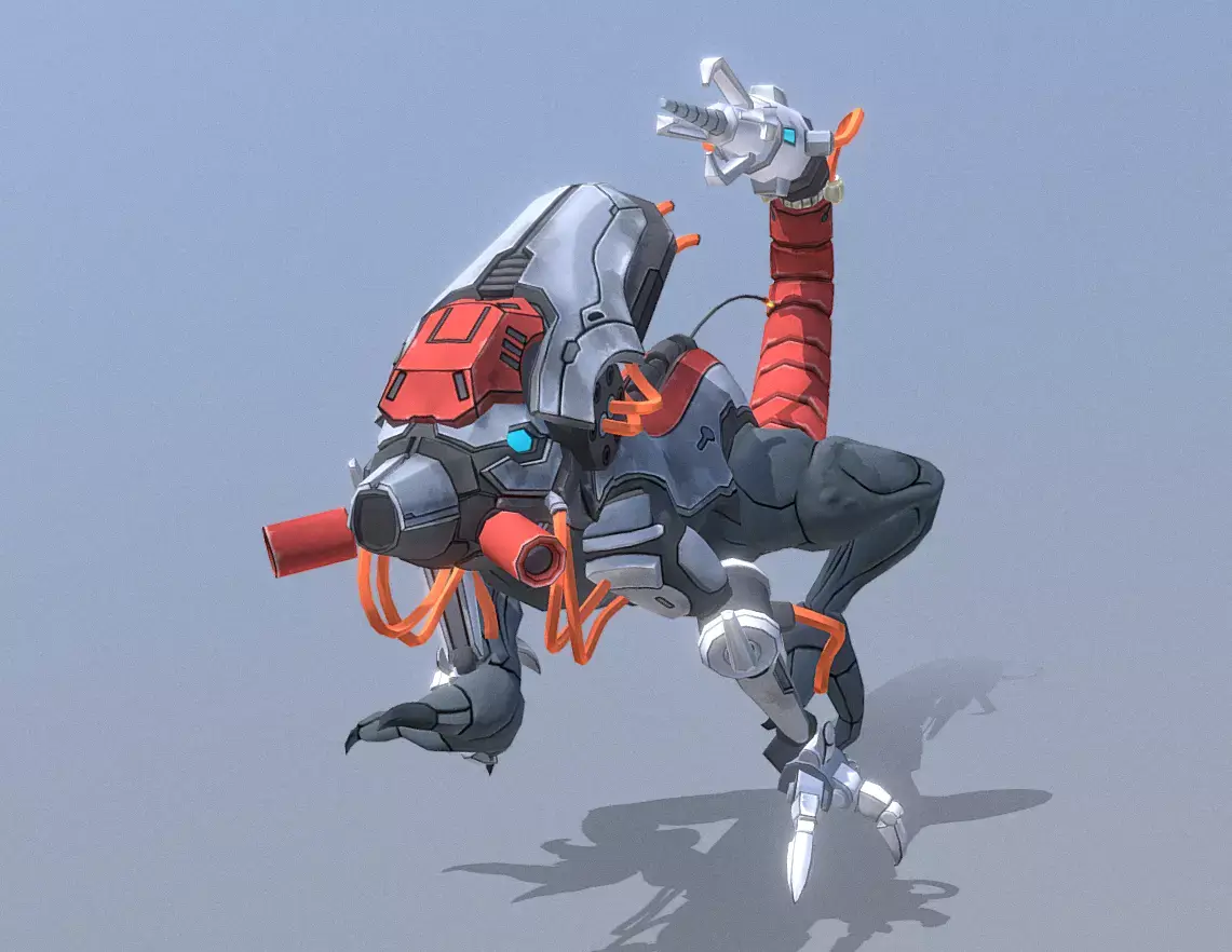 Reptile Cyborg Lizard Roar Blast Fbx  Png 3D model