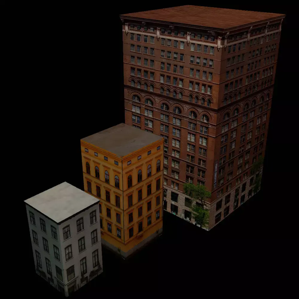 Buildings and Roads Free low-poly 3D model
