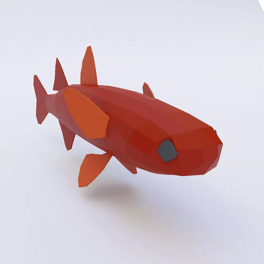 Grass carp fish low poly 3d model  Low-poly 3D model