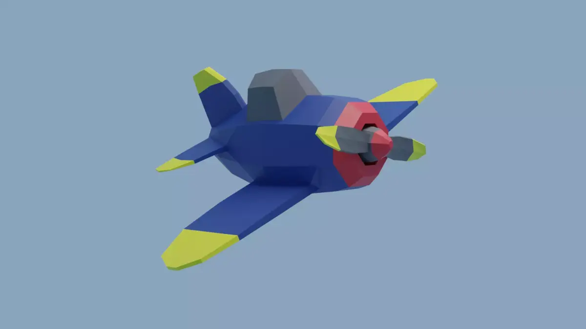 Poly-Plane toy airplane flying in sky Low-poly 3D model