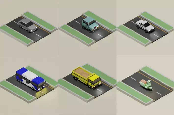 Low Poly Vehicle Package Low-poly 3D model