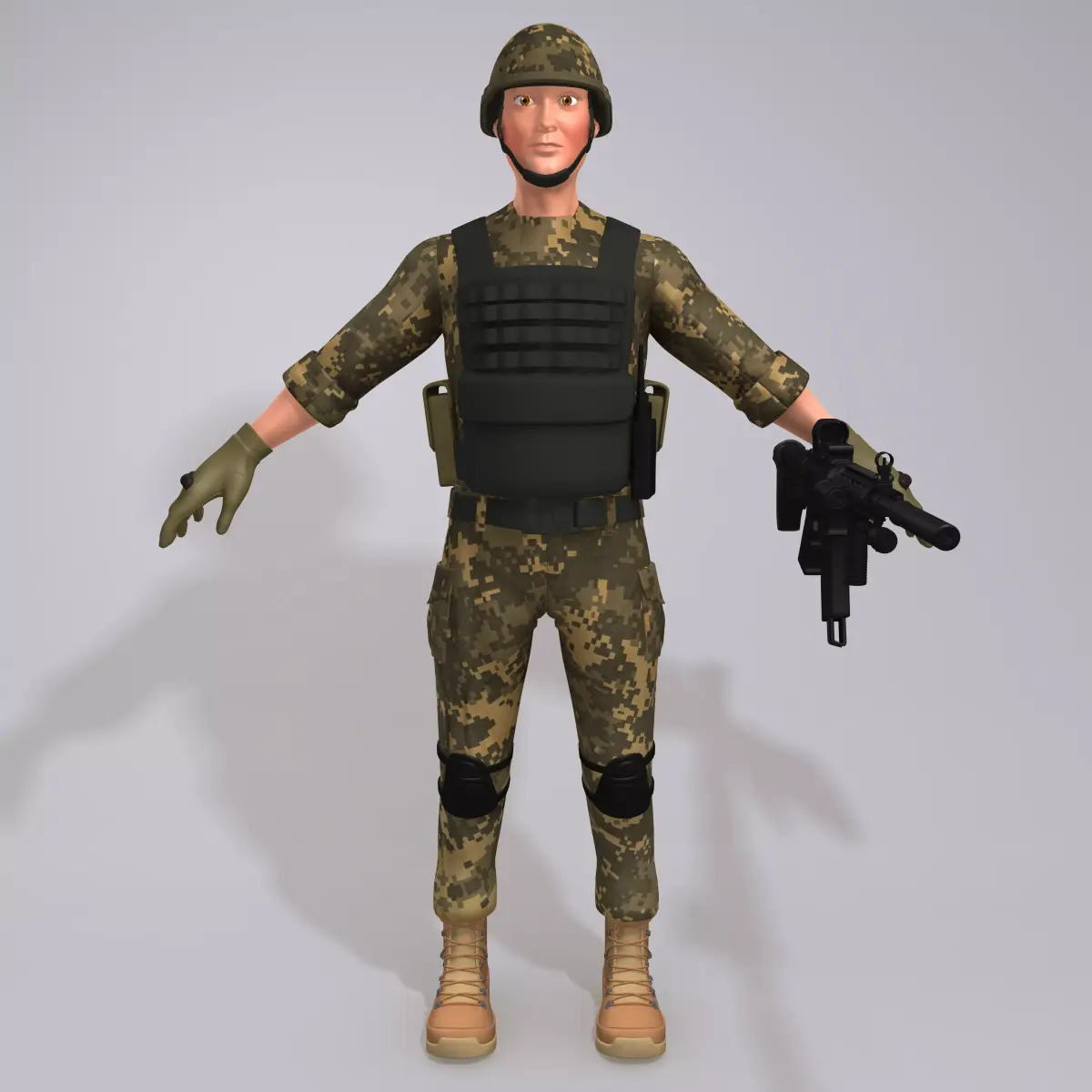 3D Soldier with rifle 3D model