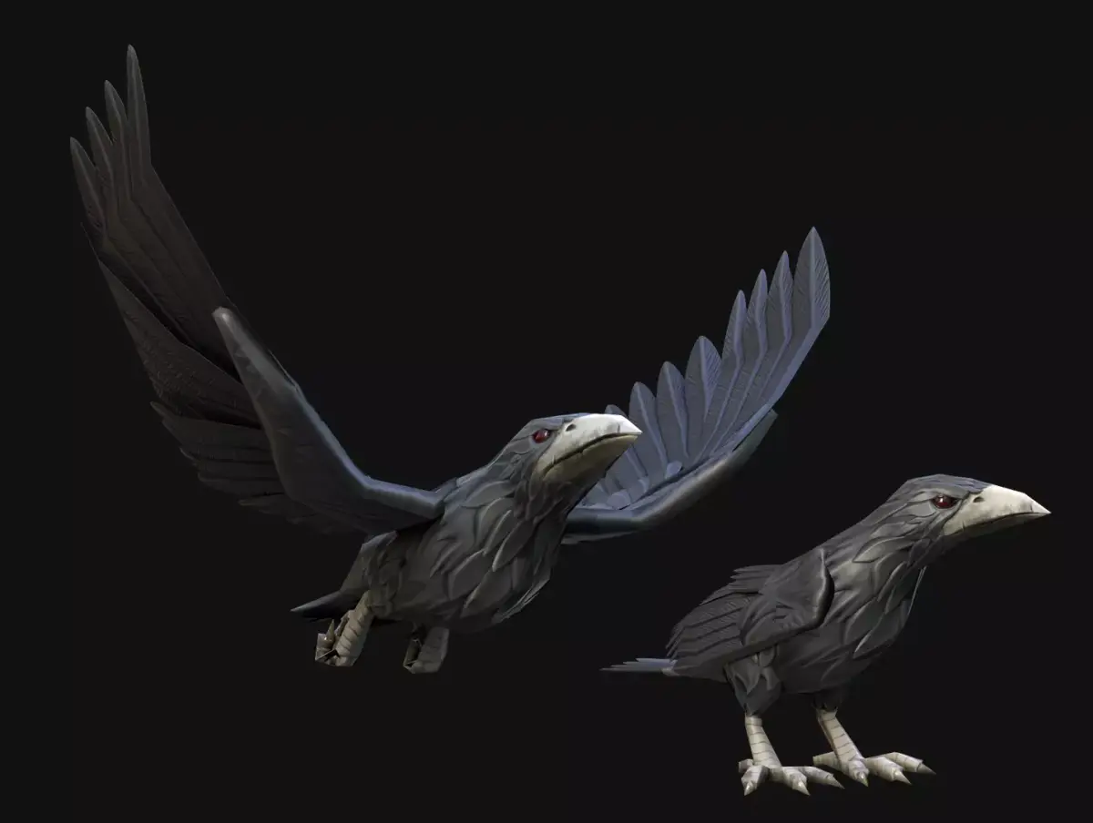 Mobile Crow Low-poly 3D model